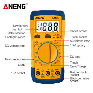 Aneng A830L Digital Multimeter AC DC Contoh Gambar