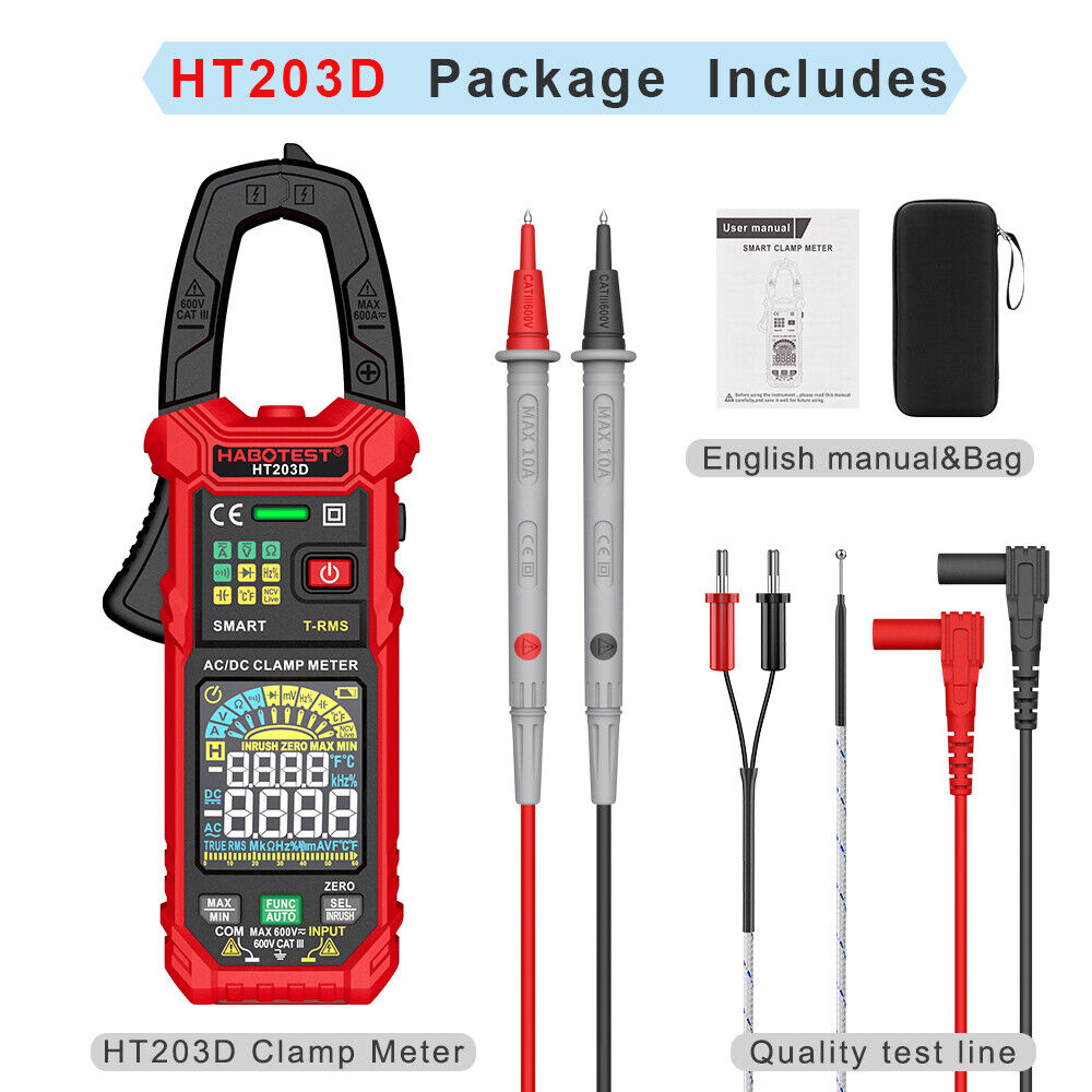 HABOTEST HT203D Digital Clamp Meter 600A AC/DC HABOTEST HT203D Digital Clamp Meter 600A AC/DC - Gambar 2