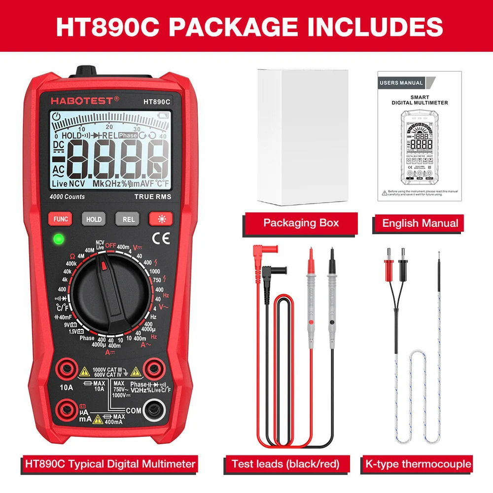 HABOTEST HT890C Typical Digital Multimeter AC DC HABOTEST HT890C Typical Digital Multimeter AC DC Contoh Gambar