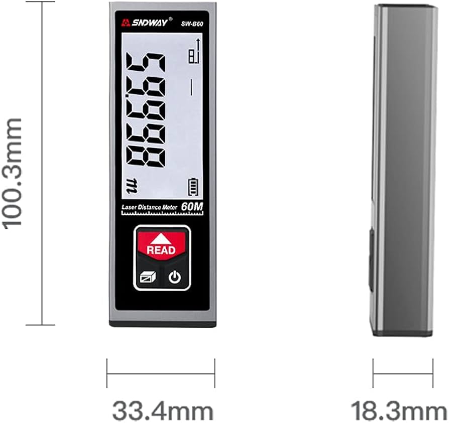 SNDWAY SW-B60 Laser Digital Mini Range Finder Indoor SNDWAY SW-B60 Laser Digital Mini Range Finder Indoor Contoh Gambar