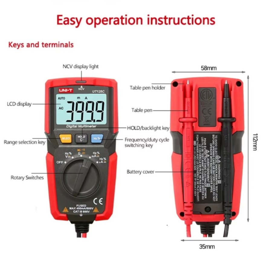 UNI-T UT125C Pocket Size Digital Multimeter UNI-T UT125C Pocket Size Digital Multimeter 2
